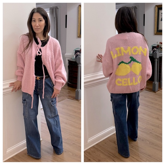 MADE IN ITALY OVERSIZED FABULOUS LIMON CELLO SWEATER CARDIGAN - Picture 5 of 5